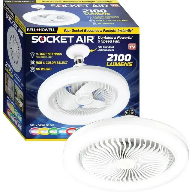 Bell+Howell Socket Air - Light Socket Fan Light with RGB Color Changing