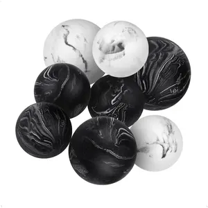 Black & White Small Set of 8 Marble Look Decorative Balls for Bowls – Decorative Orbs Spheres for Coffee Table Centerpiece, Dining Table, Living Room - Modern Bowl Fillers for Home