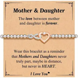 Sparkling Handcrafted Beaded Bracelet with Dainty Heart Pendant - A Symbol of Love for Special Occasions - Perfect Mother-Daughter Gift for Anniversaries, Christmas, Thanksgiving, & Birthdays