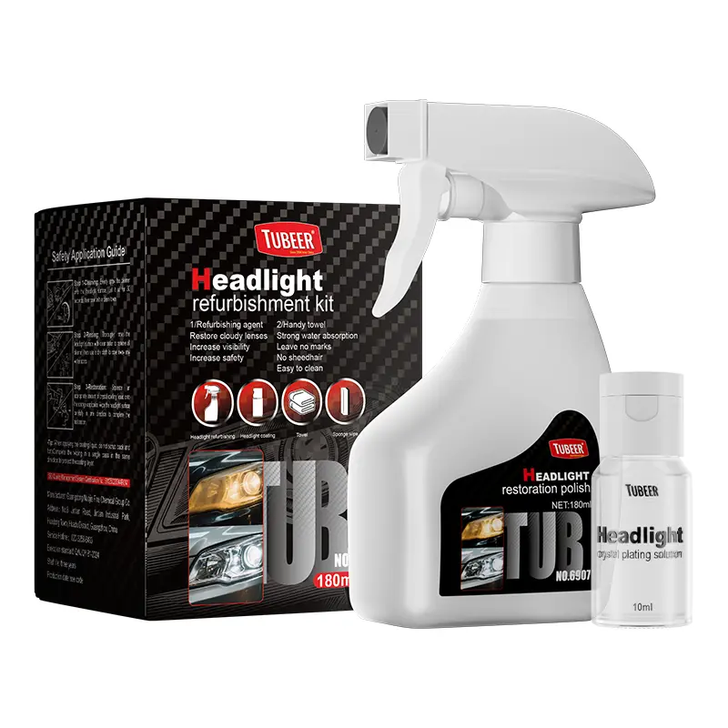 Automotive Headlight Restoration Fluid, Car Detailing Tool for Oxidized Yellowed Blurred Headlamps, Crystalline Coating Refurbishing Surface Cleaner for Oxidation Fix