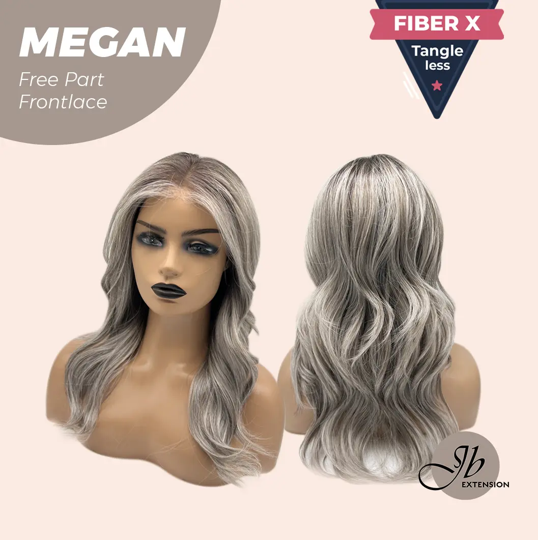 JBEXTENSION 20 Inches Mix Grey Curly Fiber X, Tangle Less Pre-Cut Free Part Frontlace Glueless Wig MEGAN【FIBER X】 JBEXTENSION 20 Inches Mix Grey Curly Fiber X, Tangle Less Pre-Cut Free Part Frontlace Glueless Wig MEGAN【FIBER X】