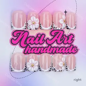 Delicatething Y2K Style Nail Set, Handmade French Design, Includes Jelly Glue, Crystal Stick, File, Perfect Gift for Women, Nail Art, Nail Art Diy, Nail Kit
