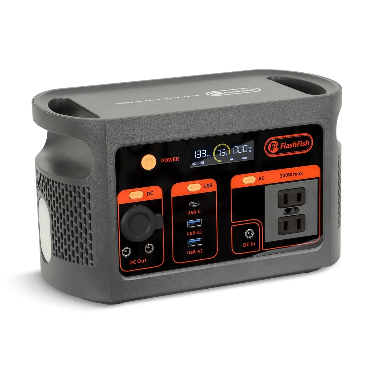 FF Flashfish E103 300W Compact USB Portable Power Charge Station - 179.2Wh High Capacity LiFePO4 Lithium Battery, 1 Hour by Type-C 90W Input, Regulated DC Output, AC Outlet, LED Lights, Overload Protection, Multi-Device Use for CPAP, Camping