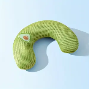 Soft Plush U-Shaped Pet Dog Pillow, Neck Support Cushion with Cartoon Rabbit Bear Avocado Design, Comfortable Fall Winter Bedside Pillows