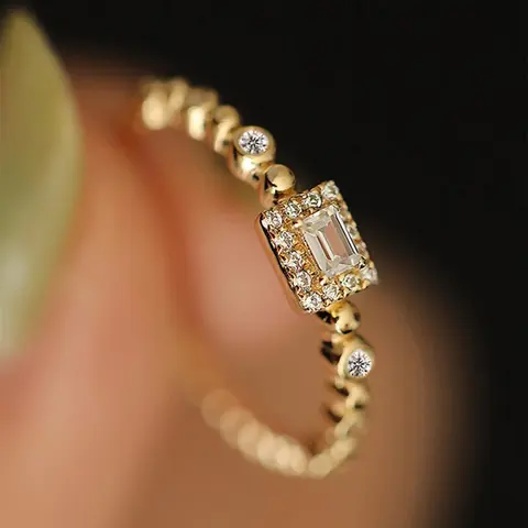 Fashion Square Artificial Zircon Decorated Ring for Women, Fashion Jewelry for Party, Daily Clothing Decor, Trendy All-match & Exquisite Jewelry for Birthday Gift, Cubic Zirconia Ring, Elegant Rhinestone Ring, Artificial Zircon Rings