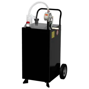 GARVEE 40 Gallon Fuel Gas Caddy with Wheels and Manual Transfer Pump, Diesel Fuel Transfer Storage Tank with 9.8ft Hose, Suitable for Gasoline and Diesel Fuel Containers for Cars, Lawn Mowers, ATVs, and Boats, Black