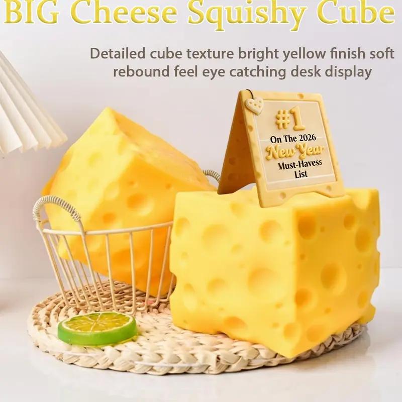 Squashy Cheese Block Yellow, moldable fidget ToywithSqueeze Feature, Ideal for Play and RelaxationReboundingSensory Toy Helps Relax & Focus, SensoryCheese for Kids& Adults, TPR Material