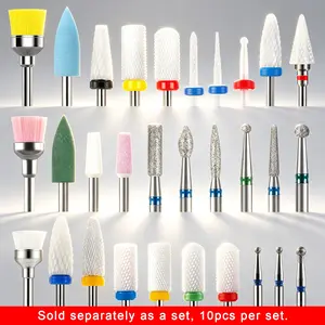 10pcs Tungsten Carbide Nail Drill Bits Set, Professional Nail File Bits for Nail Drill Machine, Cuticle Remover & Nail Polishing Tool