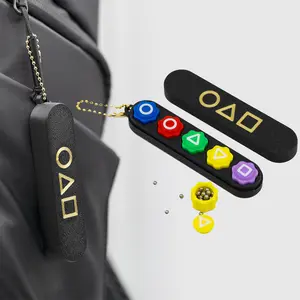 🔥Pocket-Sized Squid Game Keychain! Weighted Steel Balls Gonggi - Flip Anywhere, Flex Everywhere!