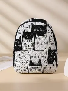 Cute Cat Pattern Backpack, Lightweight Durable School Bag, School Backpacks with Lunch Pocket, Casual Student Backpack for Primary School, Middle School and University