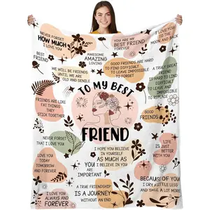 Bestie Flannel Christmas Throw Blanket, Soft Cozy Micro Fleece Air Conditioning Blanket, Perfect Gift for Best Friend, Mom & Dad, Ideal Birthday, Easter & Mother's Day Present, Great for Bedroom, Couch & Holiday Decor