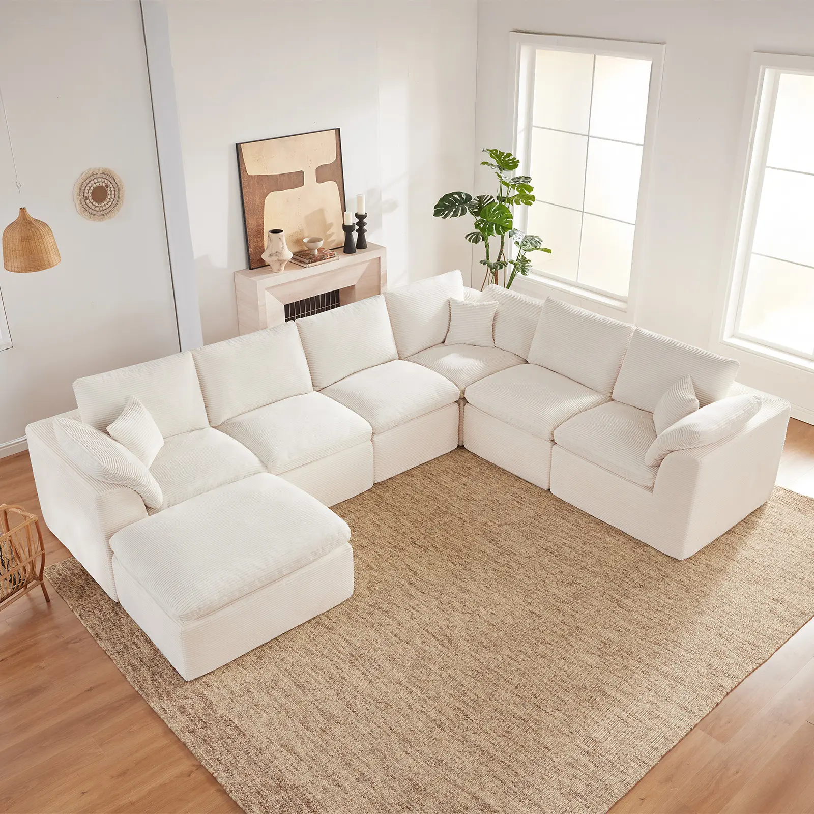 Beige-6Seats+1Ottoman