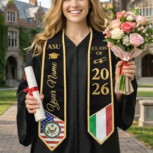 Personalized Two Flags Graduation Stole, Custom Mixed Two Flags Graduation Stole, Graduation Stole, Graduate Gifts, Unversity College Stole