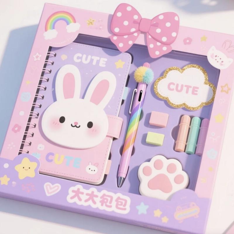 Commodity Box with Wallet Hair Tie ClawClips Hair Clip Necklace Earrings Press On NailHair Drying Cap Bracelets and Notebook