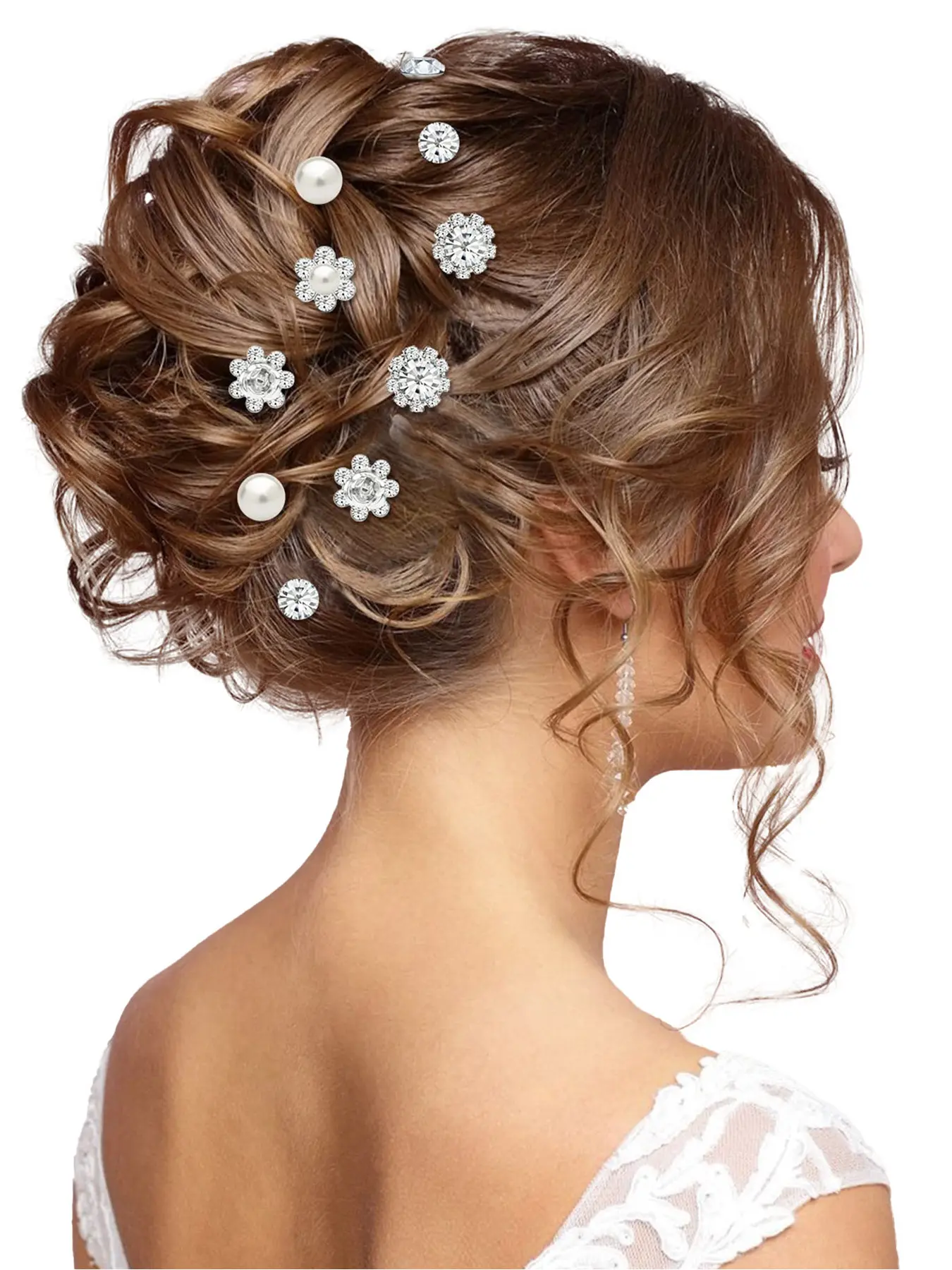 40pcs pearl crystal flower rhinestone hairpins, Decorative Hair Clips, suitable for brides, bridesmaids, wedding ladies' hair accessories, braided hair for use, Bride Hair Clips, Flower Embellishments, Wedding Hair Decor, Hair Bun Accessories