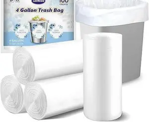 Small Trash Bags 4 Gallon, 100 Count Small Garbage Bag Bathroom White Mini Trash Bag Trash Can Liners Unscented Small Garbage Bags for Bathroom Can