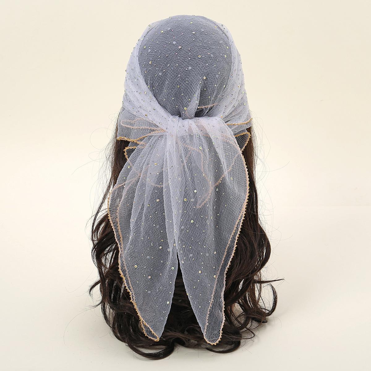 Female Modern Bandana Scarf - Glamorous Glitter-Detailed Fashion Neck Shawl, Multi-Use Head Scarf Turbans for Daily Neck Wear or Hijab, Exquisite Ladies' Birthday Gift (Sports & Outdoor Lawn Games Speed Badminton Accessory)