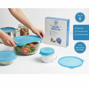 Dobazil Reusable Silicone Stretch Lids Set of 6 Dishwasher Safe Microwave Oven Freezer Safe Food Storage Containers