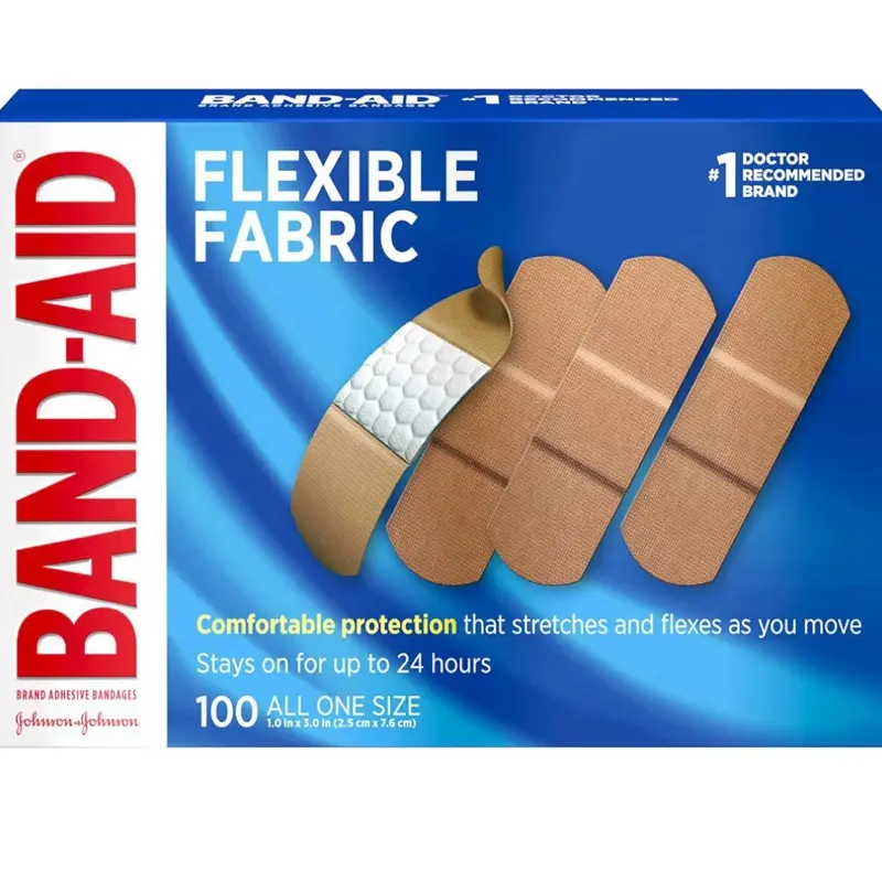 Brand Flexible Fabric Sterile Adhesive Bandages, Comfortable Cushioned Wound Care & Protection for Minor Cuts, Scrapes & Burns, First Aid, Hurt-Free Comfort Pad, One Size 1x3 In, 100 Count