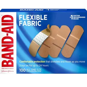 Brand Flexible Fabric Sterile Adhesive Bandages, Comfortable Cushioned Wound Care & Protection for Minor Cuts, Scrapes & Burns, First Aid, Hurt-Free Comfort Pad, One Size 1x3 In, 100 Count