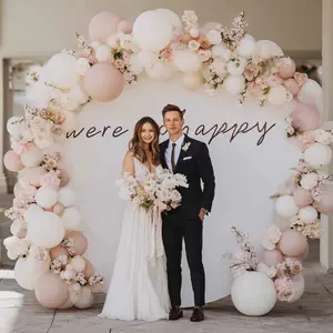 1 piece, elegant white round arch support cover, wrinkle-resistant elastic fabric, 87 inch/220 cm, Wedding Arched Backdrop, suitable for weddings, birthdays, anniversaries, parties, Valentine's Day, indoor/outdoor party decorations and celebrations