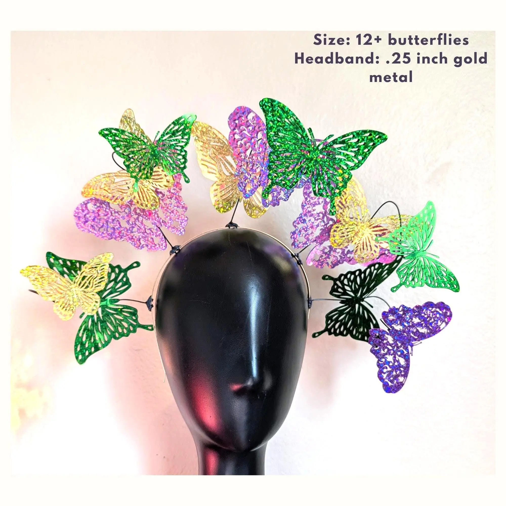 Glitter Butterfly Crown – Mardi Gras Parade Festival Headpiece