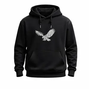 Men’s Long Sleeve Hoodie with Vintage American Eagle Silhouette Design