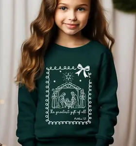 Nativity Kids Christmas Sweatshirt, Christian Holiday Youth T-shirt, Sweatshirt Youth Size XS-XL Unisex