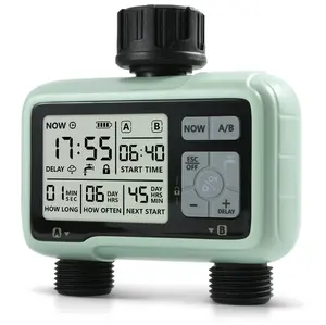 2 Zone Water Timer, Hose Timer, Automatic Watering Timer for Gardens, Sprinkler Timer with Rain Delay / Child Lock /IP65 Waterproof, Large LCD Screen Irrigation Systems for Garden