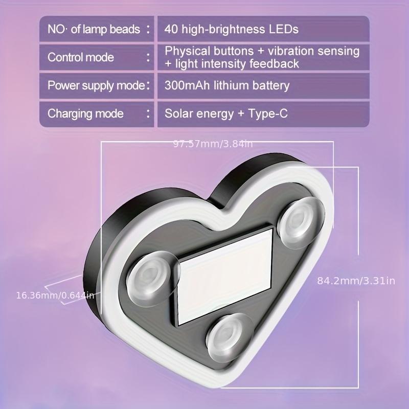 Wireless Solar Car LED Light |   Heart Shape |   Strong Grip Window Decor