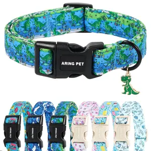 ARING PET Dinosaur Dog Collar with Safety Quick-Release Buckle, Adjustable Puppy Accessory for Girl Boy Small, Medium & Large Dog Breeds