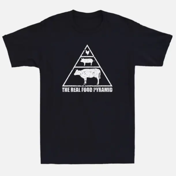 The Real Food Pyramid Carnivore Meat Eater Funny Quote Vintage Men's T-Shirt Tee