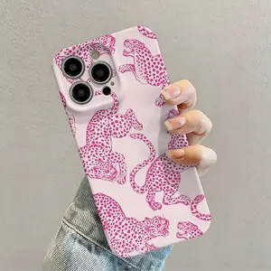 Luxury Hot Pink Leopards Phone Case Suitable For iPhone 17 16 16E 15 14 13 12 11 Pro Max Air X XR XSMAX 8 7 Plus Lens Protection Anti-Shock Hard PC Back Cover