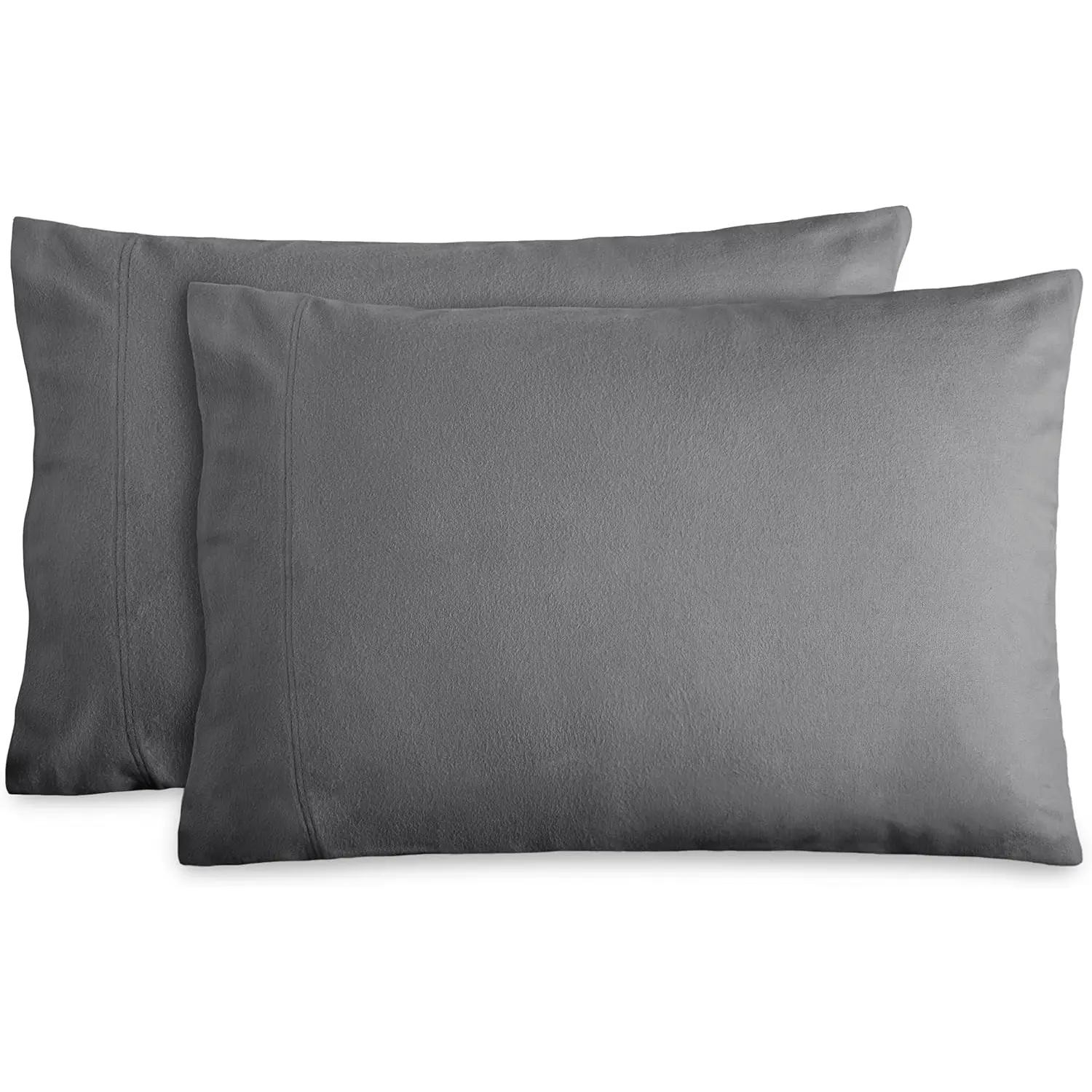 Bare Home Velvety Soft & Cozy Flannel Pillowcases (Set of 2) - Double Brushed Heavyweight 100% Cotton - Grey Bare Home