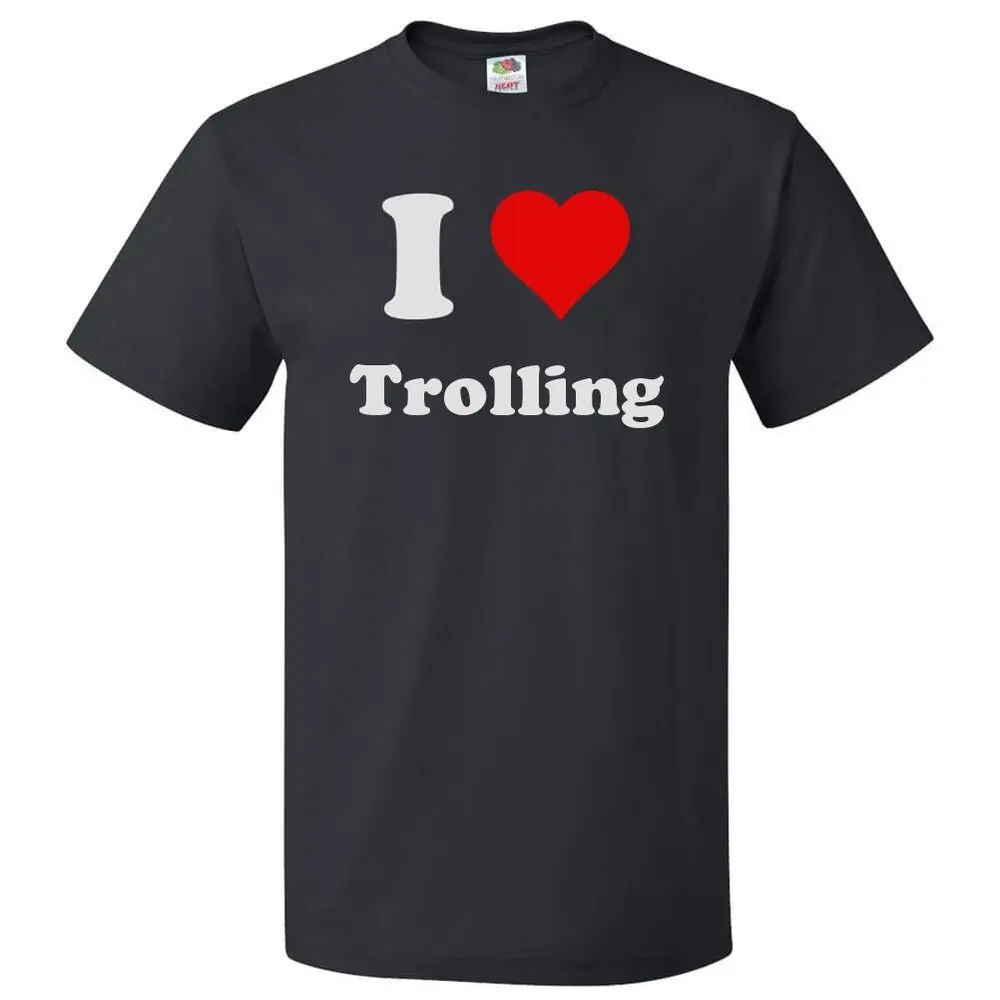 Sporty Cotton Sports Top - Short-Sleeve Round Neck, Funny Love Trolling Graphic, Breathable Knit Fabric, Casual Outdoor Wear, Sporty Sports Tops