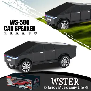 WS-580 pickup truck model Bluetooth speaker, LED display screen+RGB lighting effect+surround sound, indoor and outdoor party birthday gift stereo, car audio connected to smartphone wireless classic car style design retro style, creative gift for boy