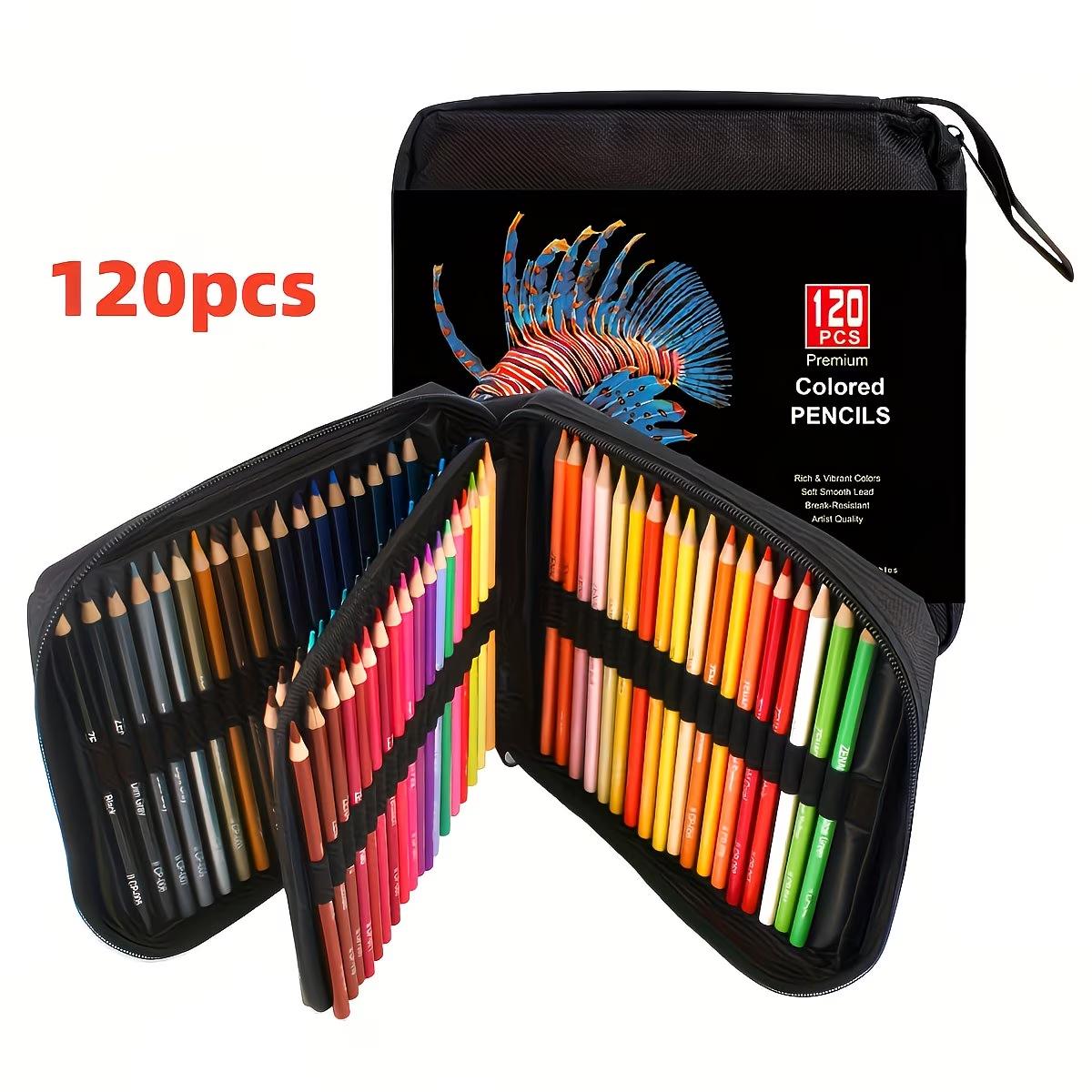 120pcs Professional Colored Pencil Shockproof Kit with Detachable Shoulder Strap,Extra-Large Capacity Portable Canvas Pencil Case Set,For Professional artistic use,Artists Drawing Coloring Sketching