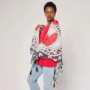 DG2 by Diane Gilman Square Printed Tassel Scarf