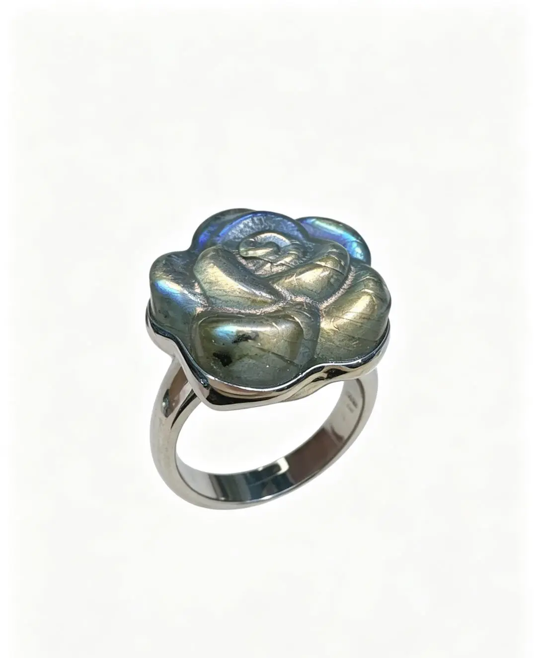 Evelyn(13111)gc.Natural labradorite adjustable copper ring $10/pc