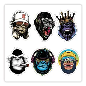 Groove Apes Vinyl Sticker Sheet Collection Durable Waterproof Weatherproof Decor Decorative Gorilla Set