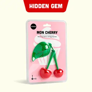 OTOTO Mon Cherry Measuring Spoons Set - 4-Piece Set with Built-In Egg Separator | Cute & Functional Baking Essentials | Unique Kitchen Gift | High-Quality & Dishwasher Safe | TikTok Must-Have | Funky Kitchen Supplies | Kitchen Accessories