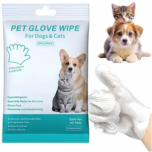PetGroomingWipes Gentle Non-Irritating Formula for Dogs & Cats Single Use Hygienic Pet Deodorizing  Glove Wipes Daily Care Coconut Oil Hypoallergenic Rinse Free grooming product perfect gift