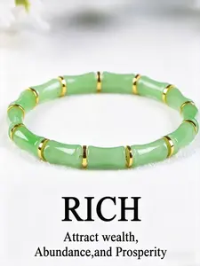2026 Women's Chinese Style Bamboo Knot Luck Bracelet, Artificial Crystal Beads, Lunar New Year Gift, Daily Wear, All-Year Accessory, Trendy Bangle