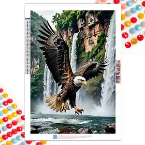 Eagle Hovering Over Waterfall Pattern DIY Diamond Arts Colorful Painting Kit without Frame, DIY 5D Diamond Arts Colorful Painting Kit, Wall Art Decor for Home