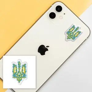3D sticker "Ukraine coat of arms - blue flowers" (SX-62)