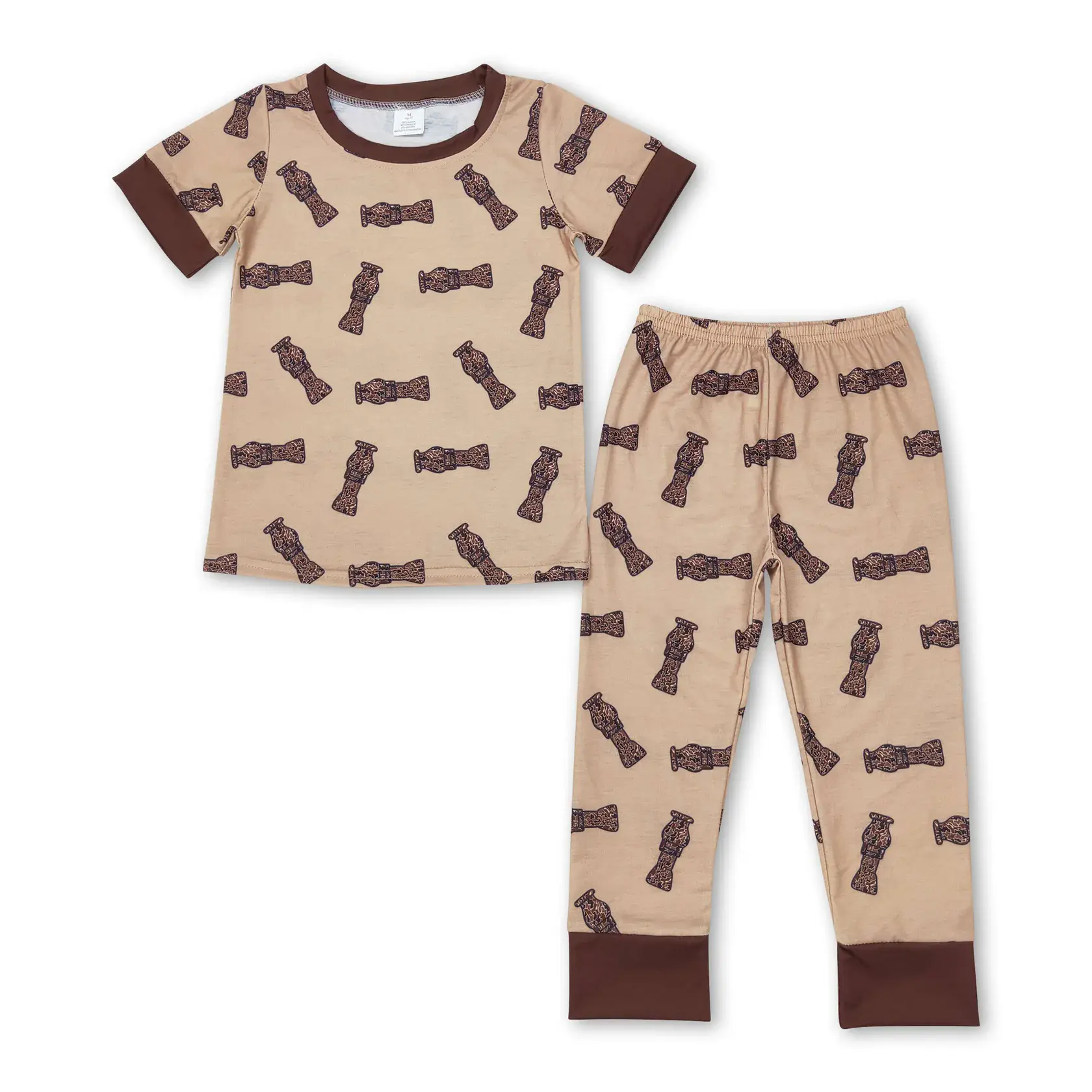 Boys' Cute Duckie Print Short-Sleeve Pajama Set, Toddler 5-6T Duckie Print Sleepwear for Kids' Nightwear