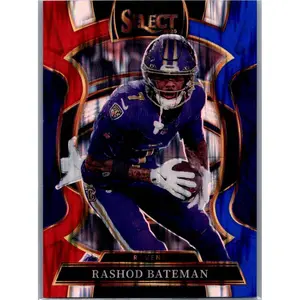 2025 Panini Select #62 Rashod Bateman Red and Blue Prizm Shock