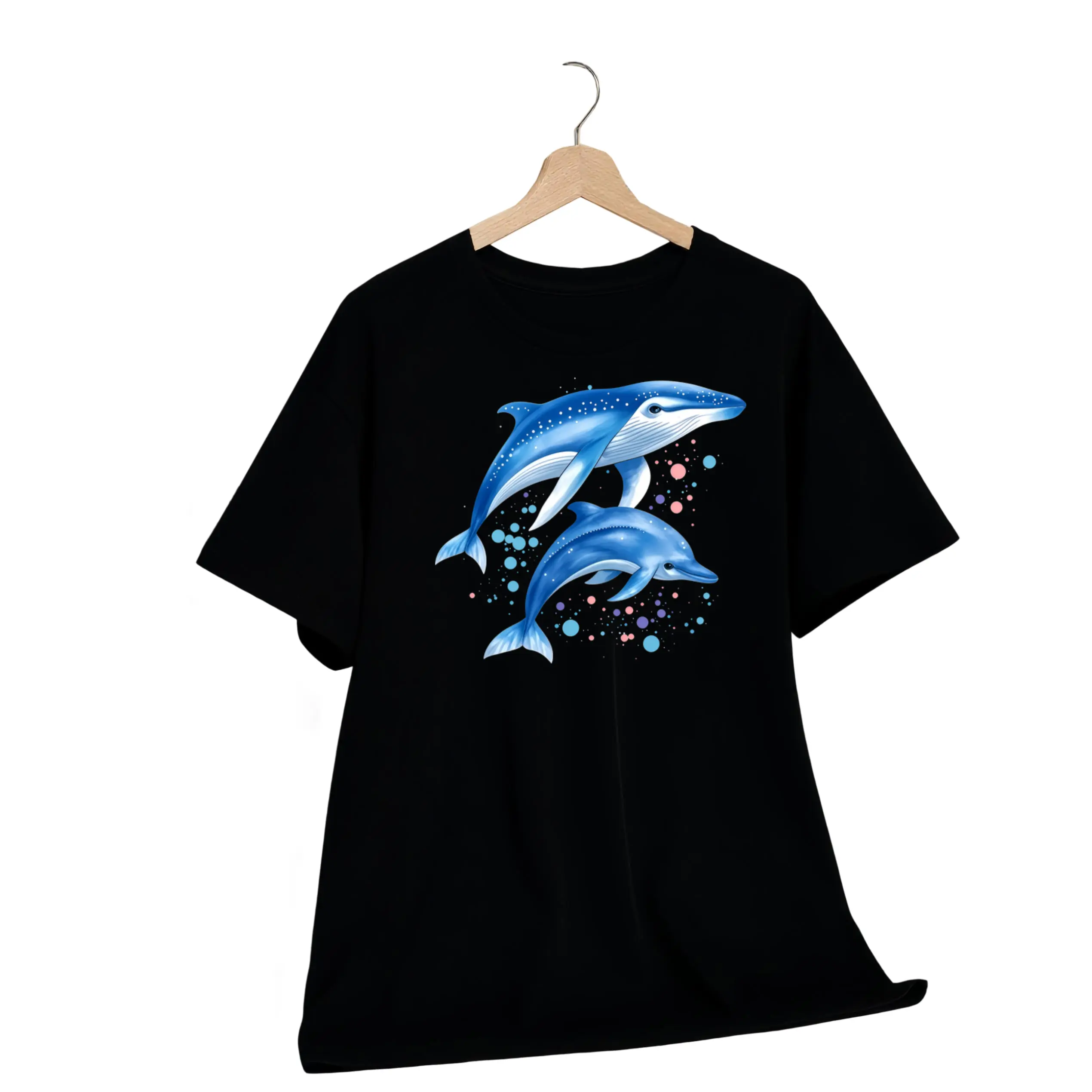 Cute Dolphin Print Short Sleeve Casual T-Shirt for Women Men2026 Trendy T-Shirt Print Casual Streetwear Top Soft Short Sleeve Tee for Daily, Party and Going Out