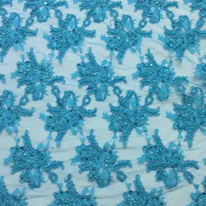 French Queen Turquoise Fabric| High-Quality Material—Sold by the Yard