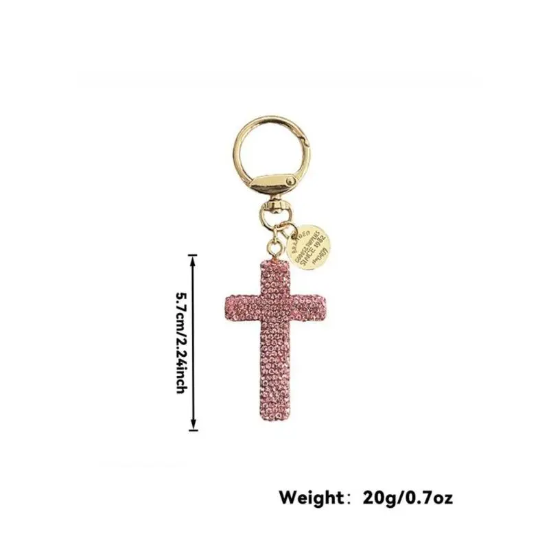 Cross-Embellished Diamond Simulant Clay Keychain, Unisex Fashion Accessory, 5.7cm 20g Durable Lightweight Bag Charm, Keychain for Women, Ideal Gift, Bag Charms, Keychains For Women